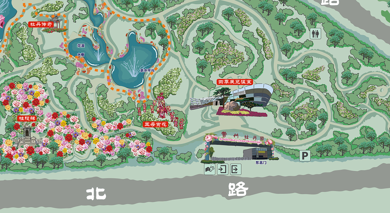 曹州牡丹园手绘地图
