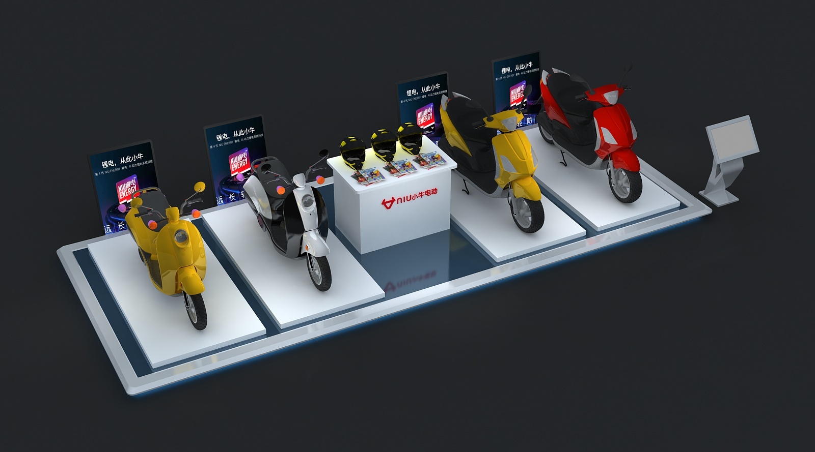 电动车展位展台3d效果图