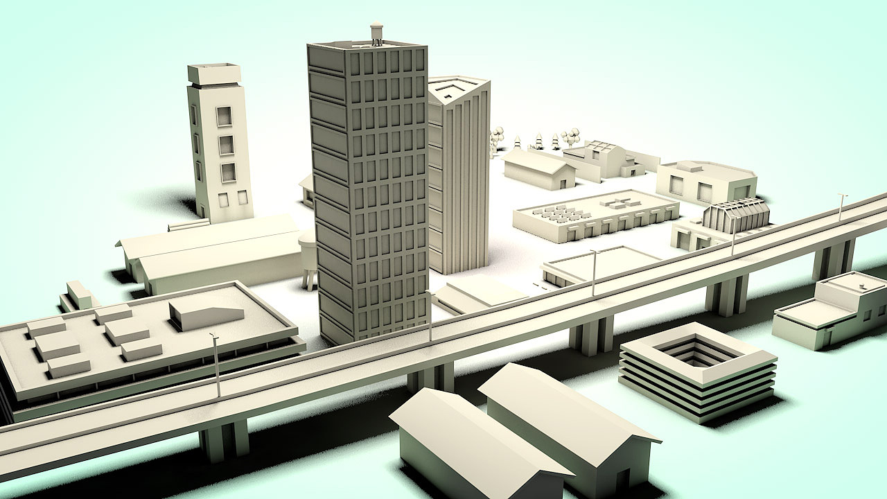 c4d城市白模