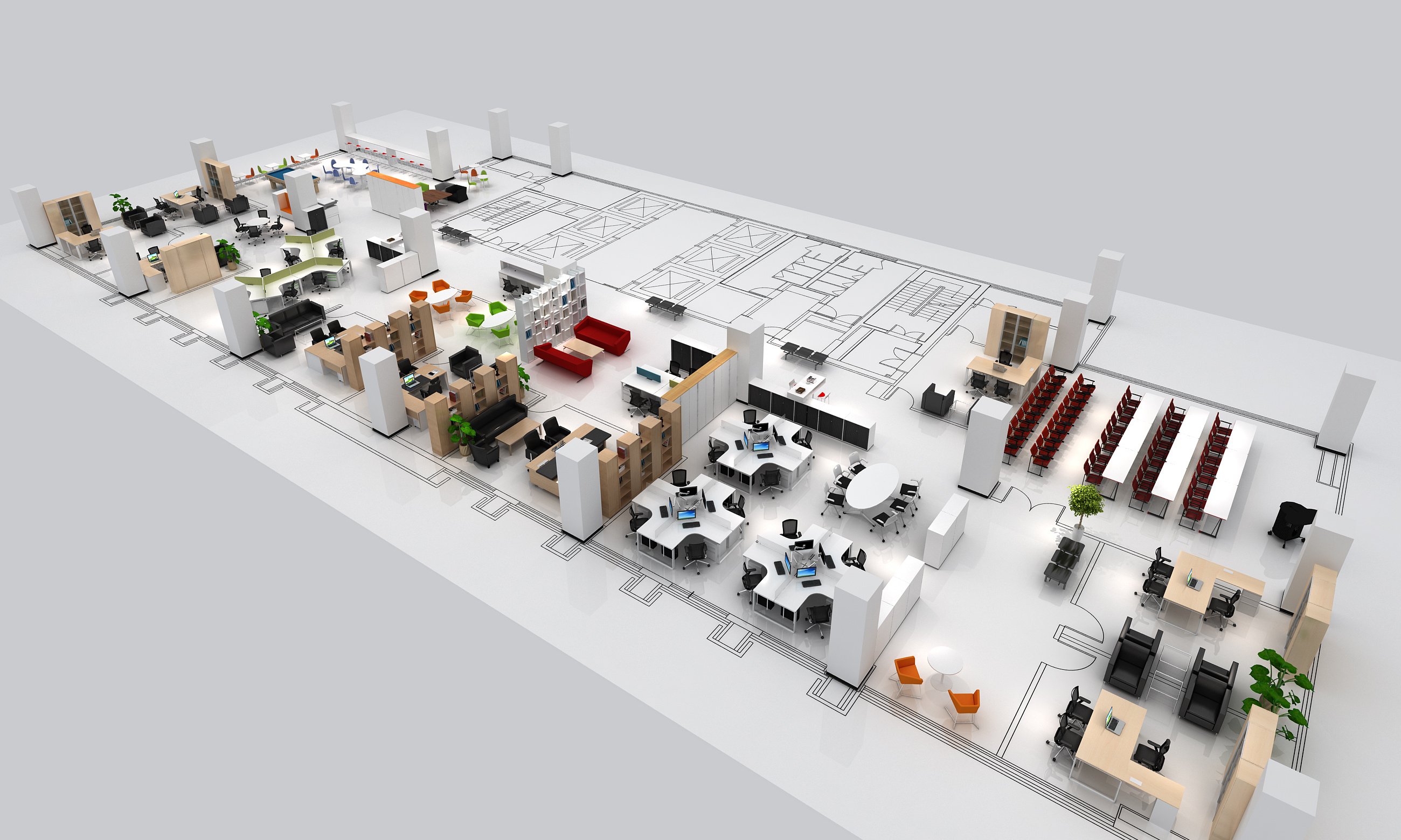 另类风格的3dmax整层效果图办公空间设计