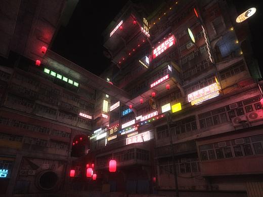 C4D 賽博朋克場(chǎng)景（個(gè)人主頁-ZNDg2NTQ0MzY=） - 建筑/空間 - 站酷設(shè)計(jì)師彭顯顯原創(chuàng)素材 - 站酷ZCOOL