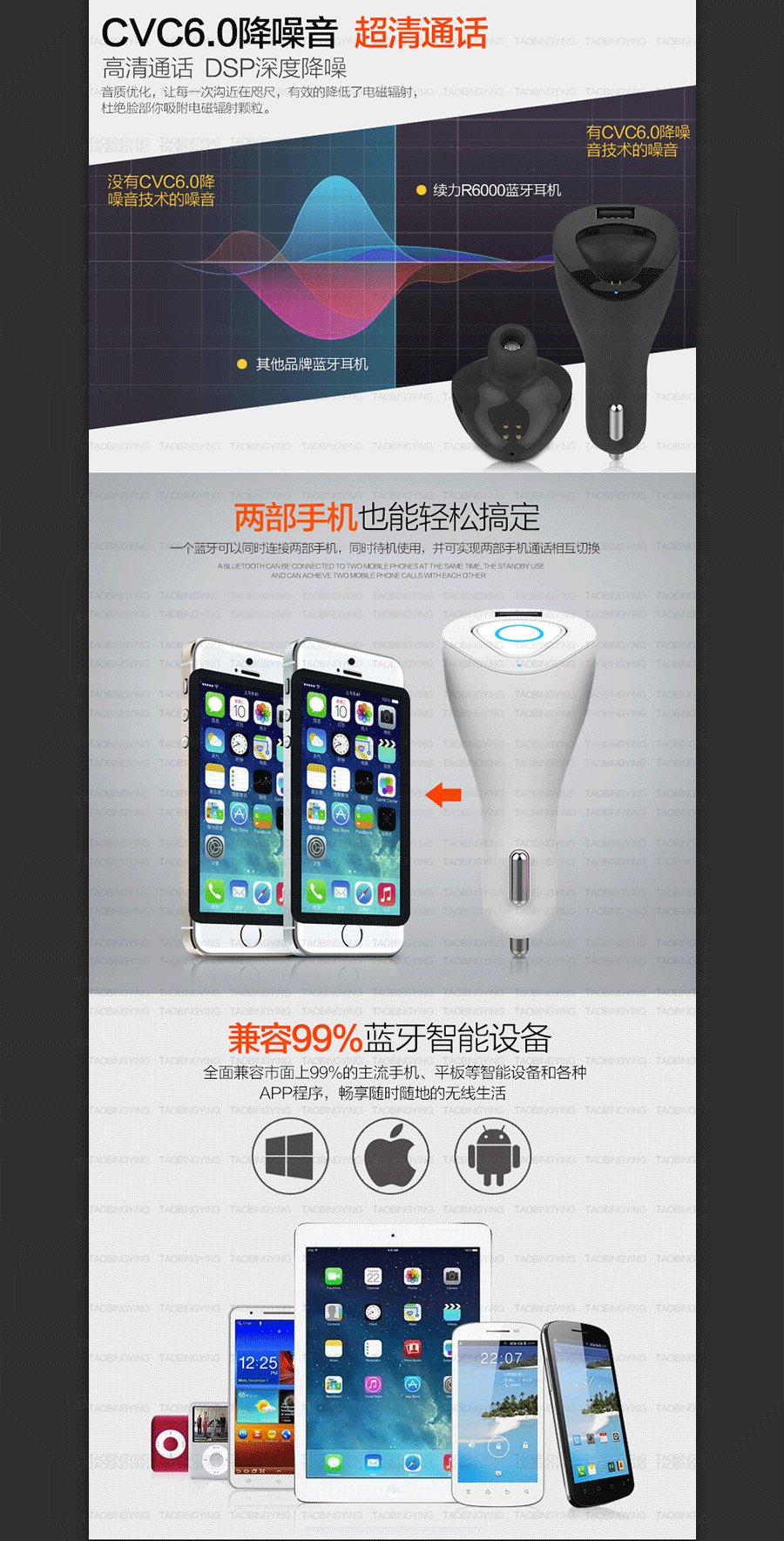 淘兵营-数码类目-车载充电器蓝牙详情设计外包案例