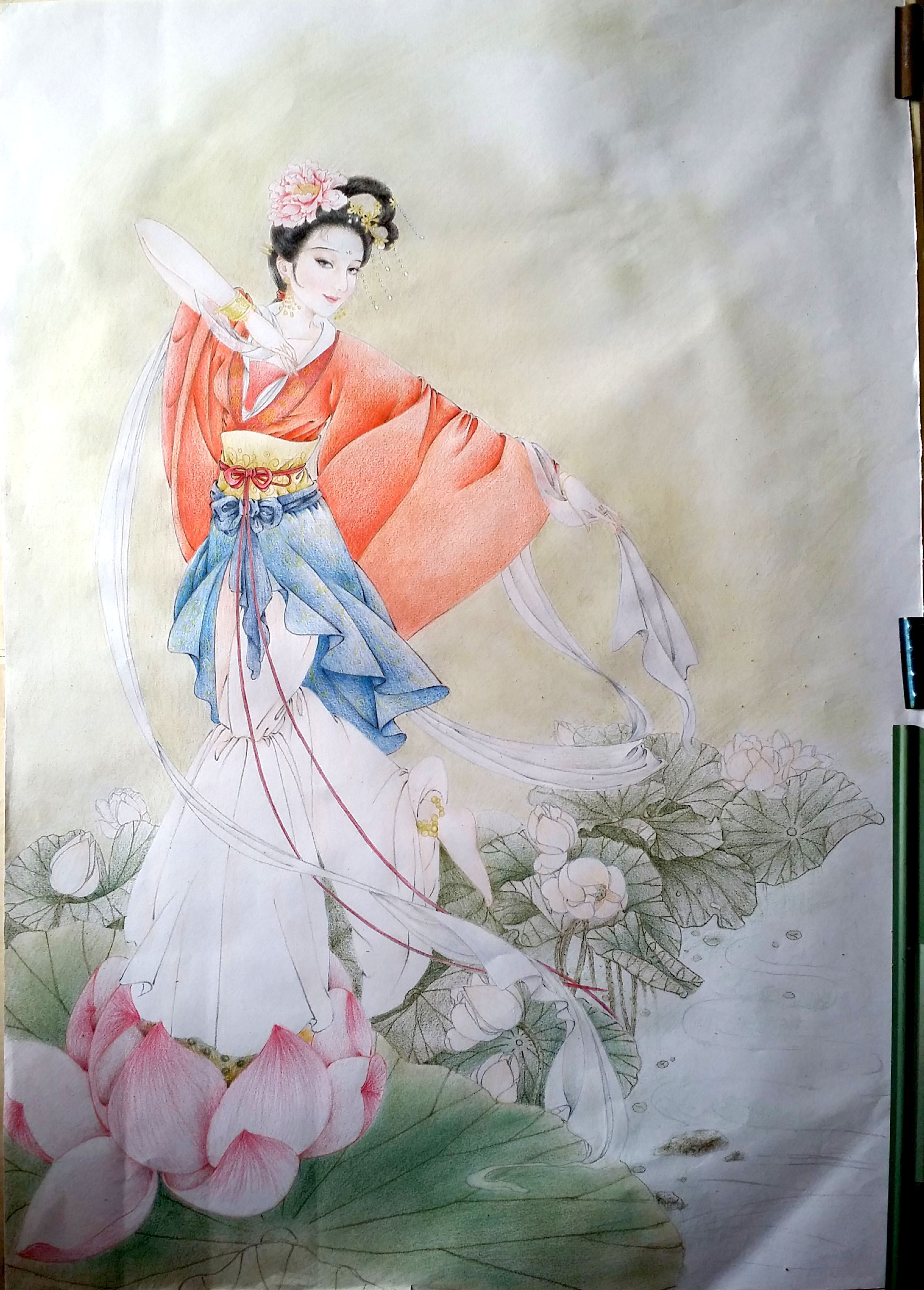 中国风古代女子铅笔画电脑壁纸-壁纸高清