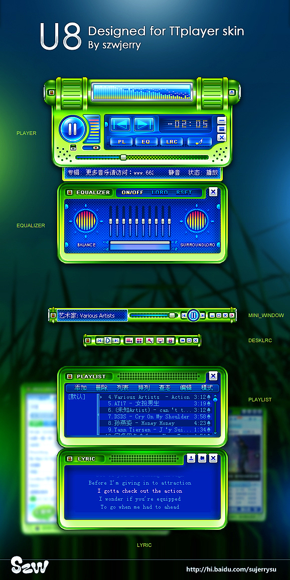 《U8》千千靜聽新皮膚（圖ZMjAxNDA4OA==） - 主題/皮膚 - 站酷設計師szwjerry原創(chuàng)素材 - 站酷ZCOOL