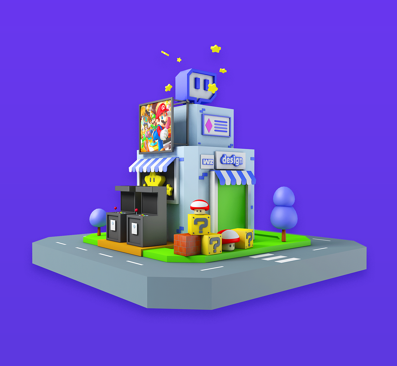 c4d卡通场景建模