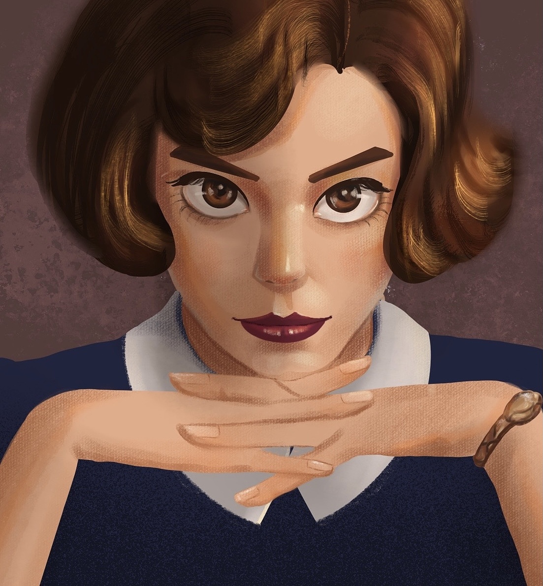 《女王的棋局》插画绘画过程