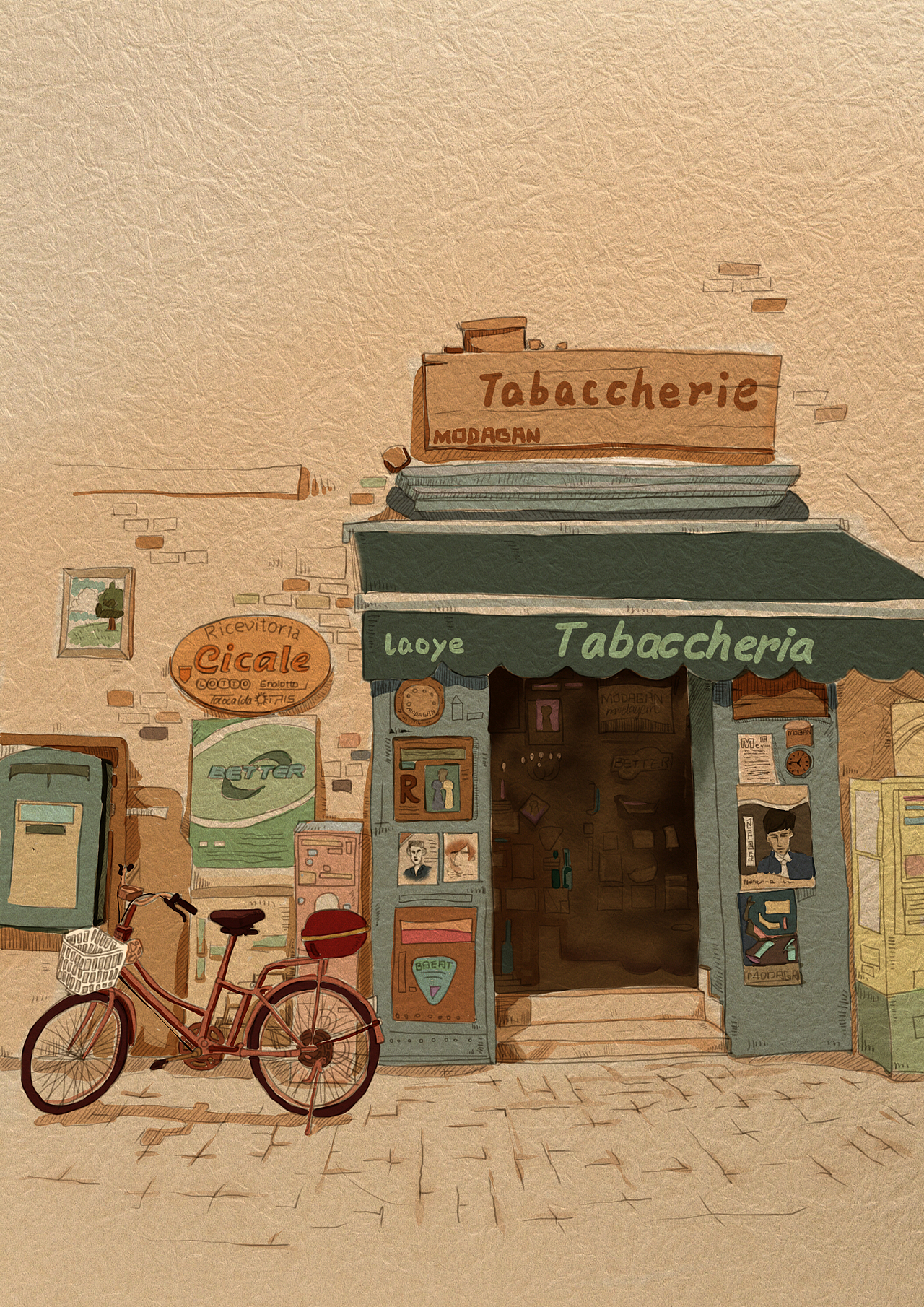 复古街道|插画|商业插画|莫大杆_原创作品-站酷zcool