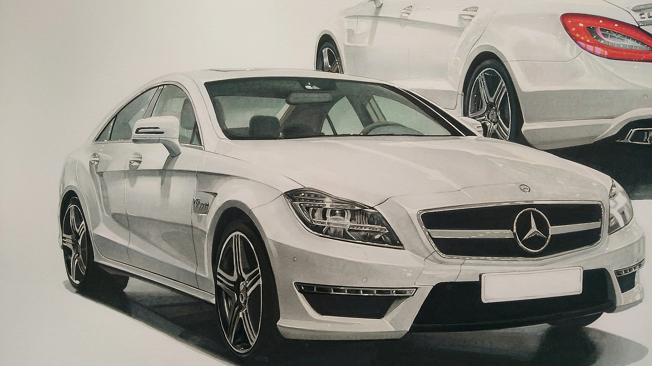 马克笔汽车手绘 梅赛德斯-奔驰 AMG CLS 63（2013）（图ZMjM2MTY0NjA4） - 艺术插画 - 站酷设计师xyikai吉原创素材 - 站酷ZCOOL