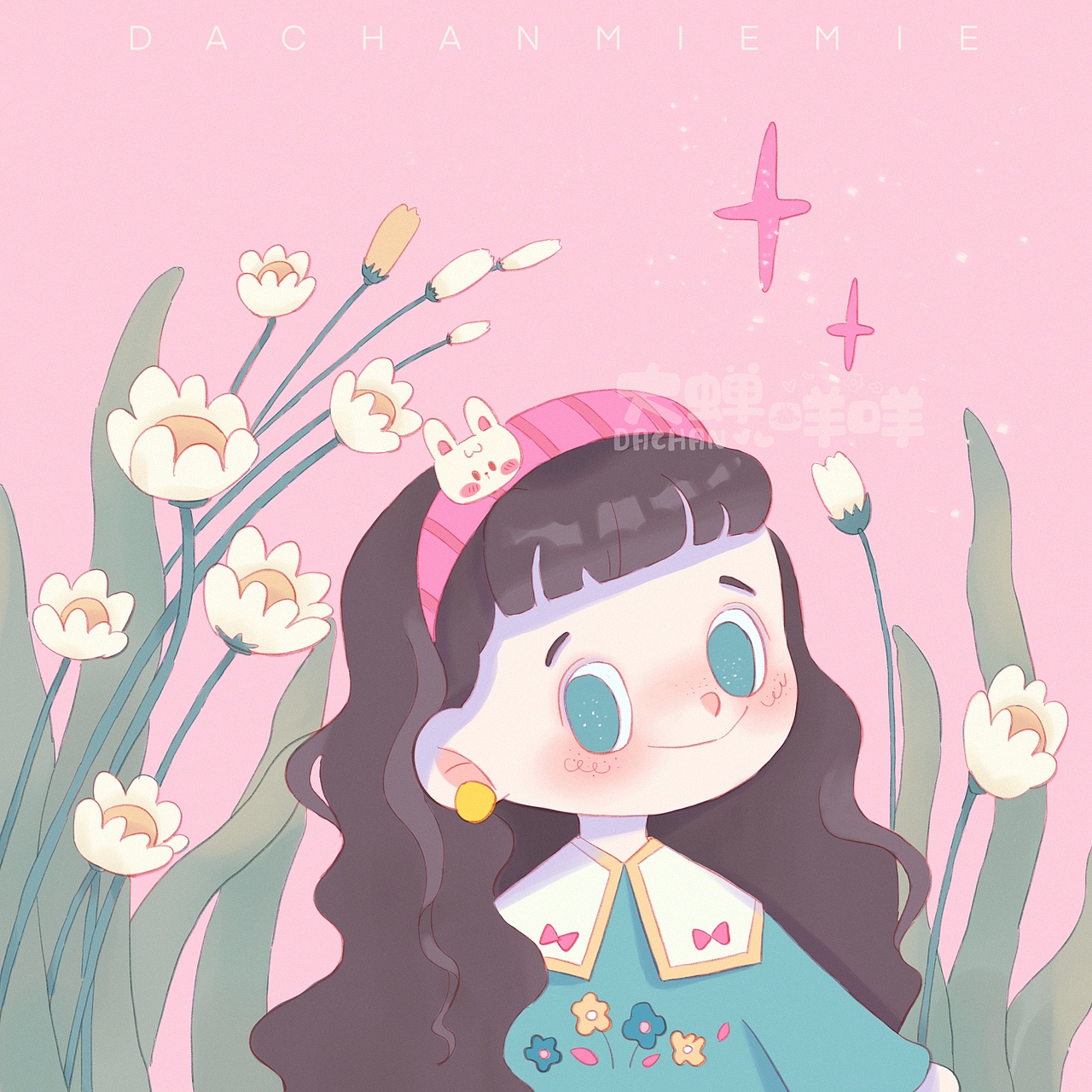 少女与花|儿童插画