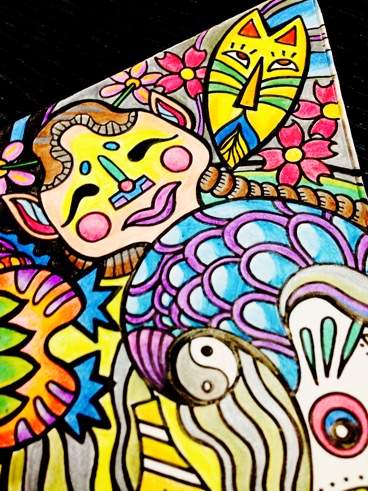 手绘插画涂鸦——日式风格无厘头插画 三角纸板