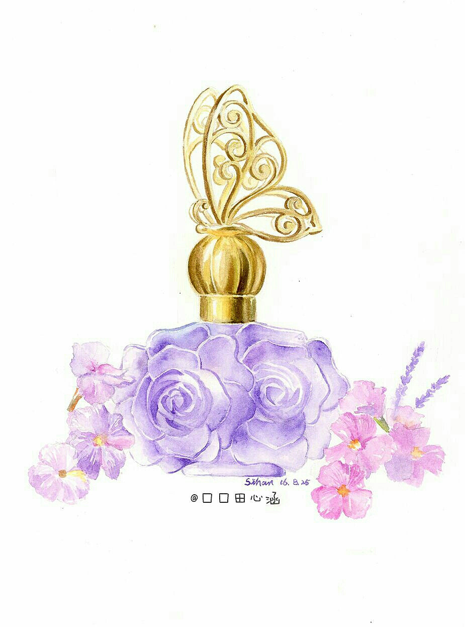 水彩手绘香水