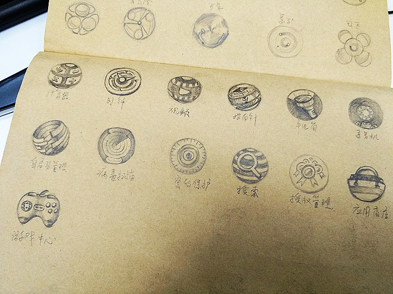 手机图标原创练习,先从手绘稿开始.然后运用ps着手设计制作.