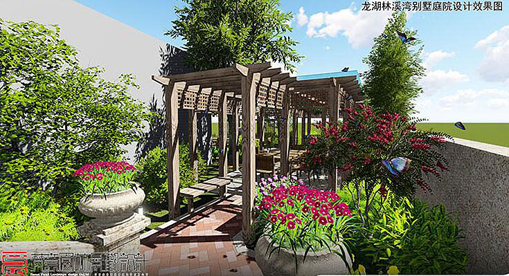 郑州别墅庭院设计施工,郑州龙湖林溪湾别墅庭院设计,郑州别墅庭院设计,郑州别墅花园设计施工