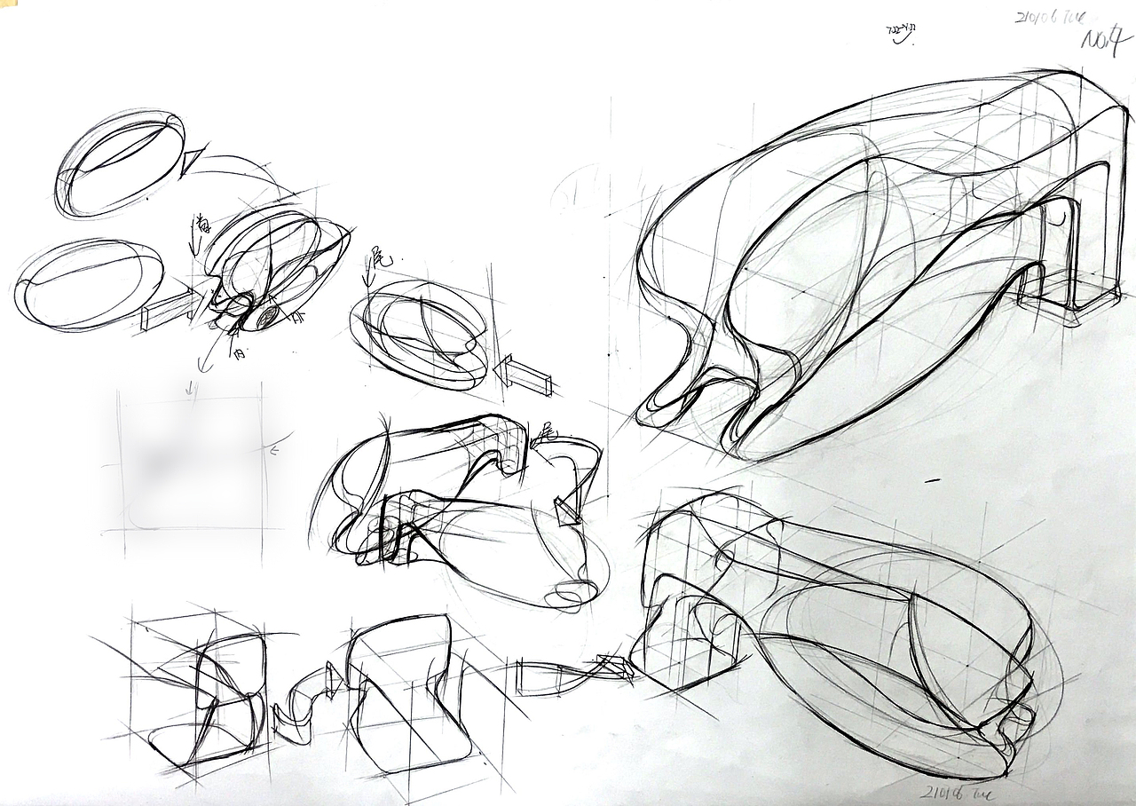 产品设计手稿 有机曲线 空间定点建模