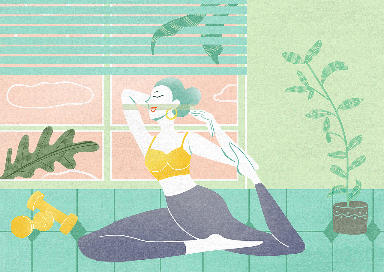 Yoga系列插画 打卡