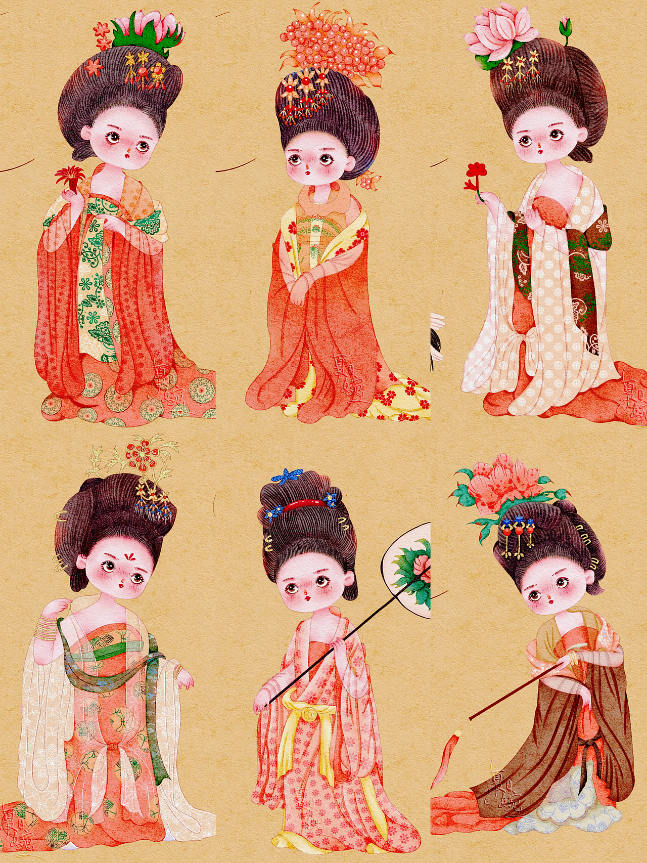 簪花仕女图 | 水彩 | 古风人物插画