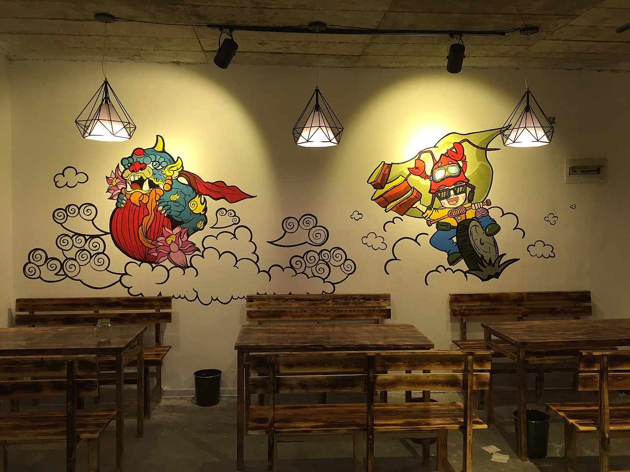 豹小玉手绘〕烧烤店手绘墙/手绘油桶|插画|新锐潮流插画|豹小玉