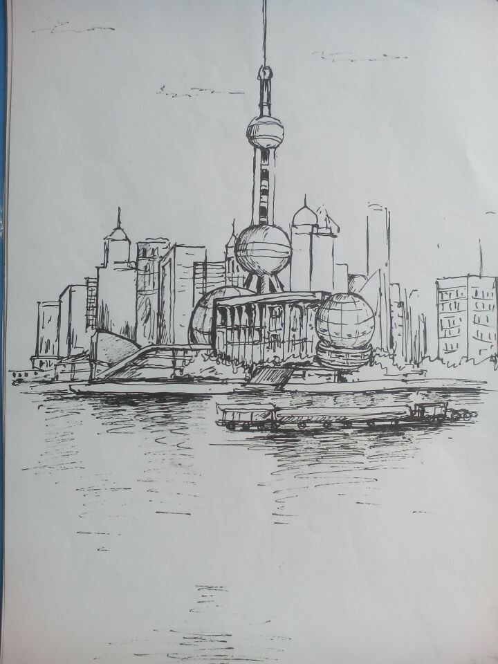 上海外滩手绘简笔画图片