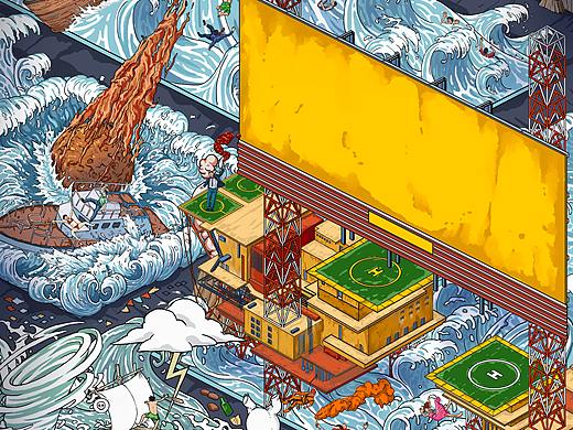 一出好戏插画版电影海报--稿前，稿后