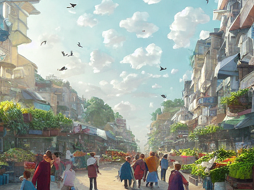 #AI創(chuàng)作實(shí)驗(yàn)室#清晨菜市場(chǎng)（個(gè)人主頁(yè)-ZNjIzMTUwMDA=） - AI作品 - 站酷設(shè)計(jì)師司馬想容原創(chuàng)素材 - 站酷ZCOOL