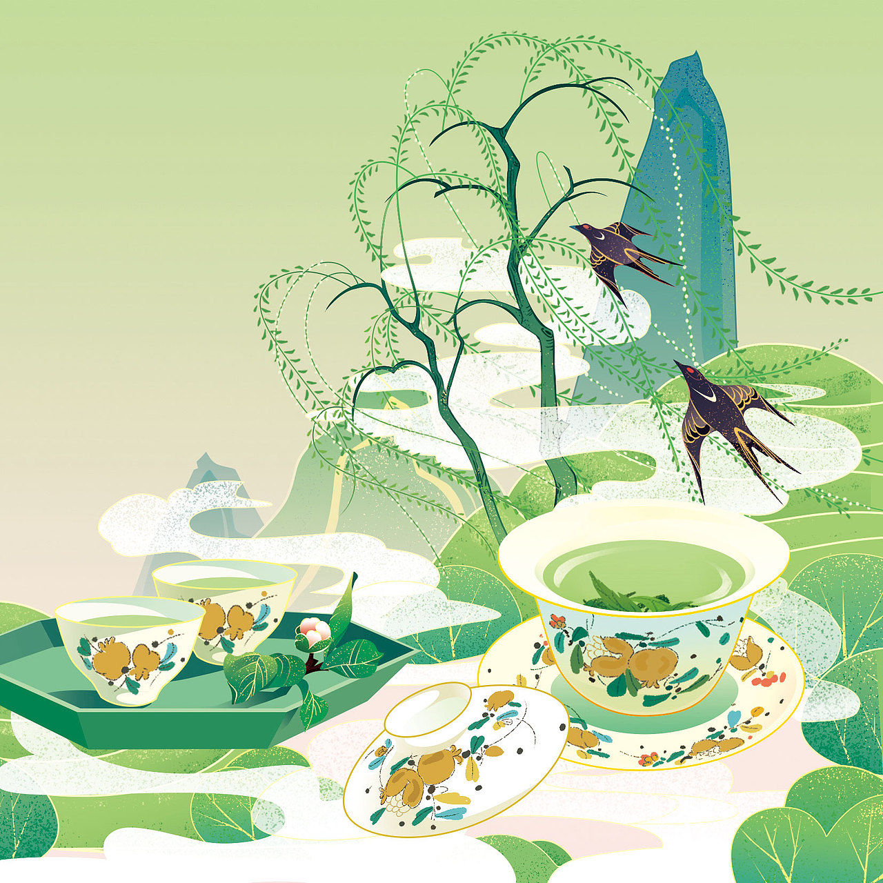 茶品包装插画设计