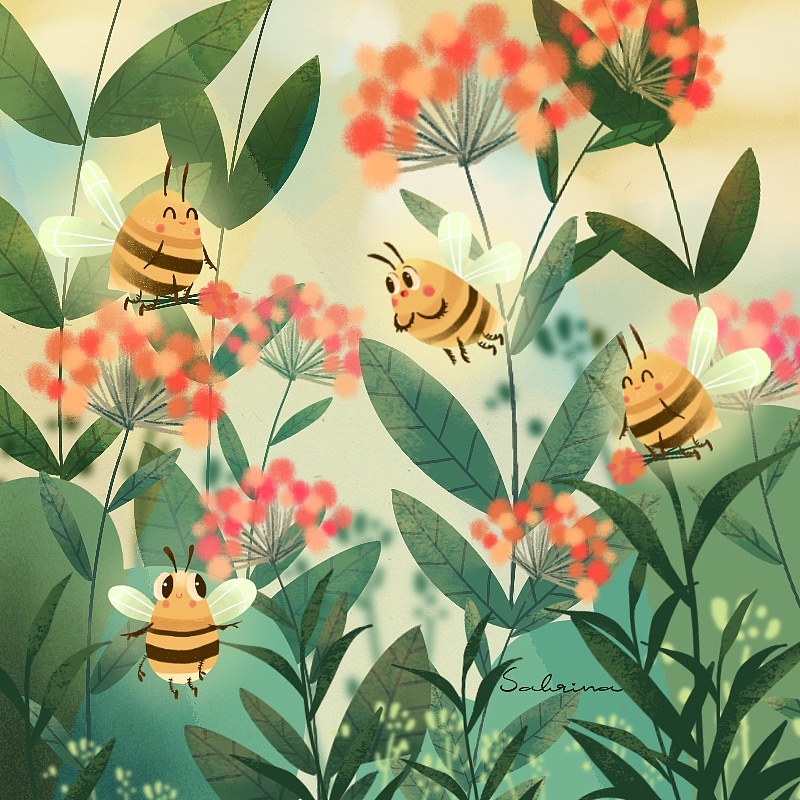勤劳的小蜜蜂|插画|儿童插画|sabrina梦洁 - 原创作品 - 站酷 (zcool)