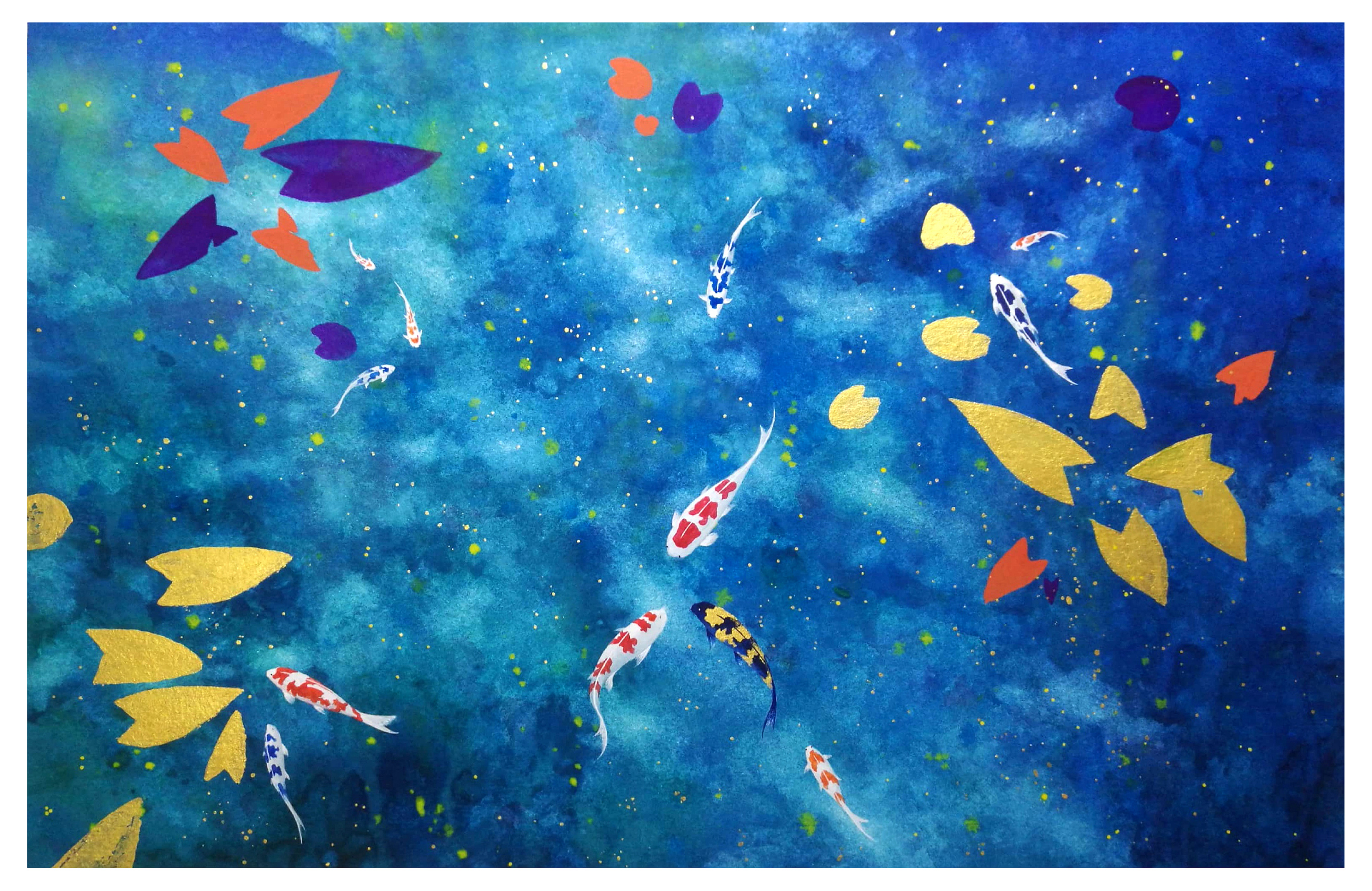 鱼|纯艺术|水彩|长着蓝色耳朵的猫 - 原创作品 - 站酷 (zcool)