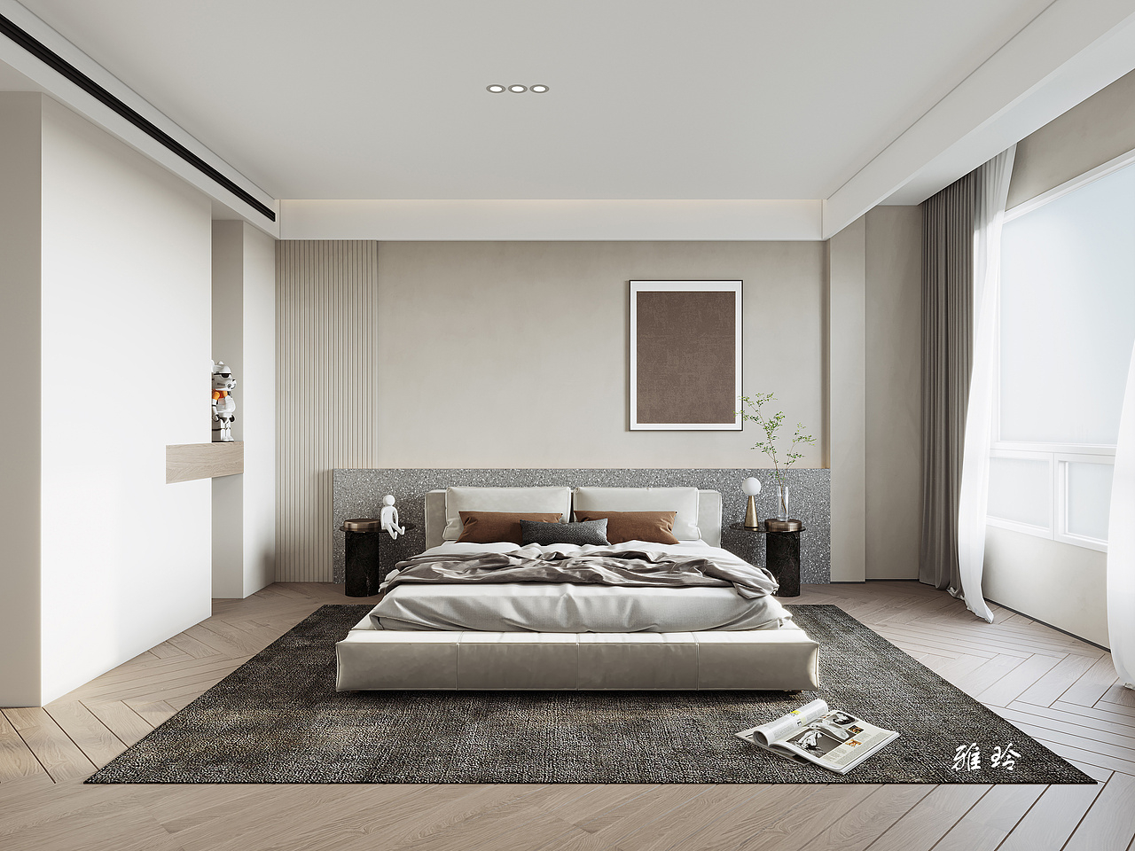 极简客餐厅+卧室+书房