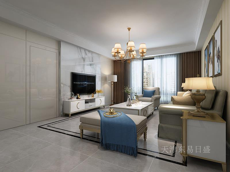 168平泰达河与海现代美式风格装修效果图