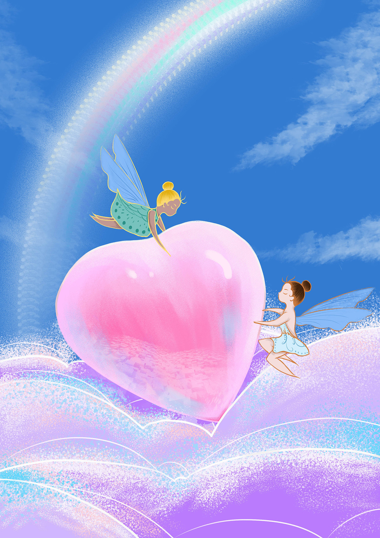 唯美感恩节小清新节日彩虹手绘天空海报背景插画（图ZMjMzNzI2NDk2） - 儿童插画 - 站酷设计师筱妮儿原创素材 - 站酷ZCOOL