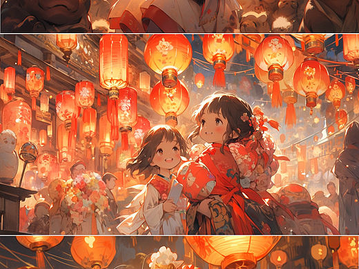 AI绘画MJ niji5（上元节）