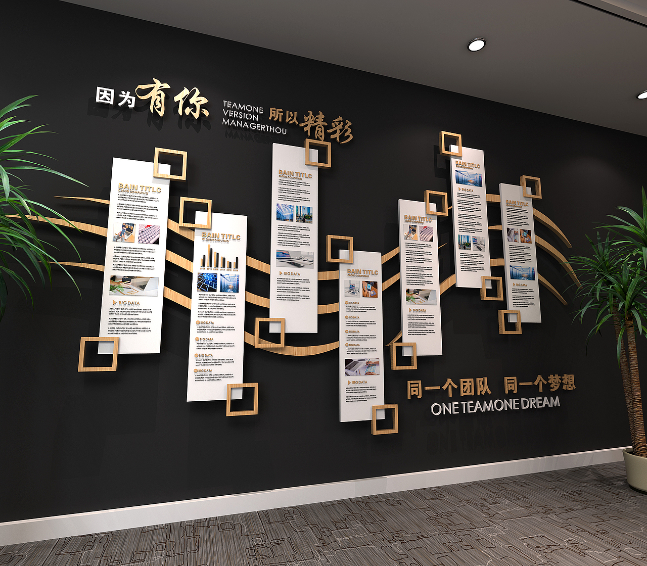 公司企业室内墙面文化墙设计墙面装饰