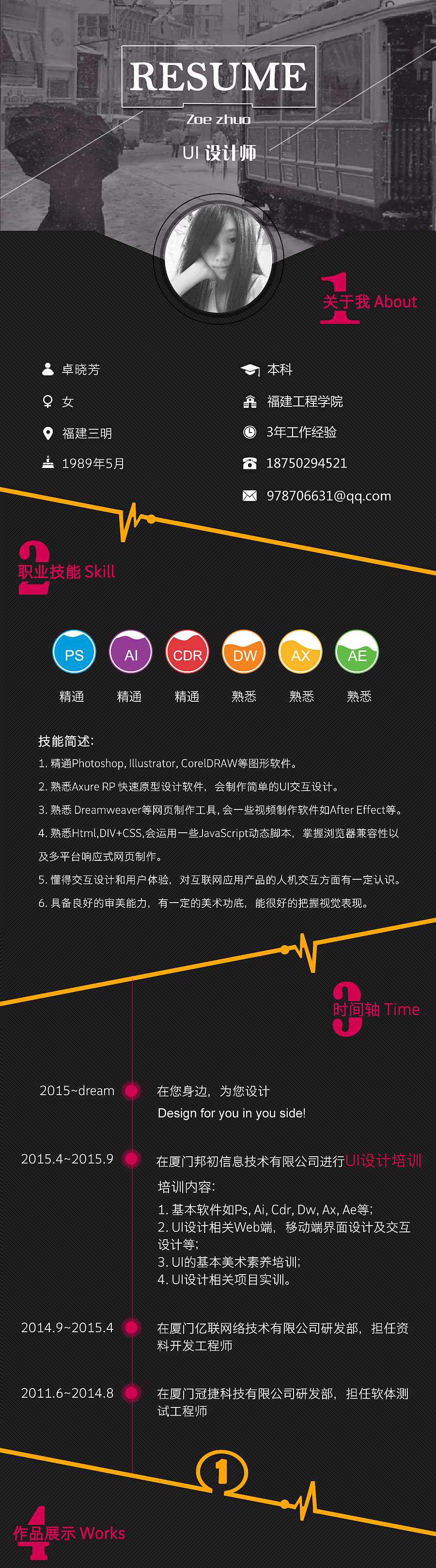 UI设计师 求职简历 求带走~（图ZMzM0OTM1MDQ=） - APP界面 - 站酷设计师zoe佐佐格子原创素材 - 站酷ZCOOL