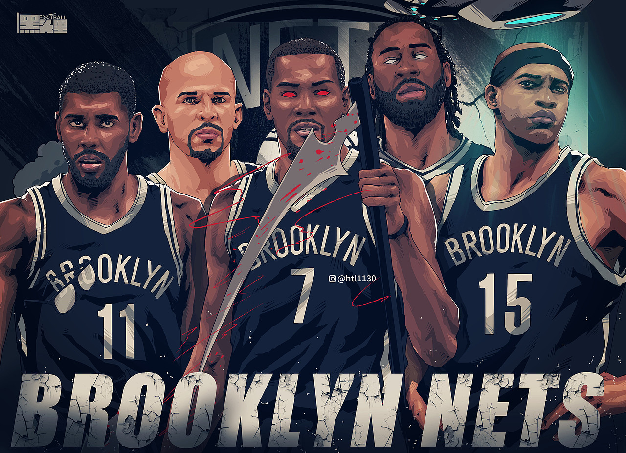 nba插画——布鲁克林篮网五人组