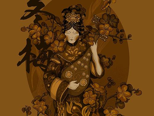 四季冬—梅花和女人（个人主页-ZNTQ3ODM0MjQ=） - 艺术插画 - 站酷设计师赵吉祥原创素材 - 站酷ZCOOL