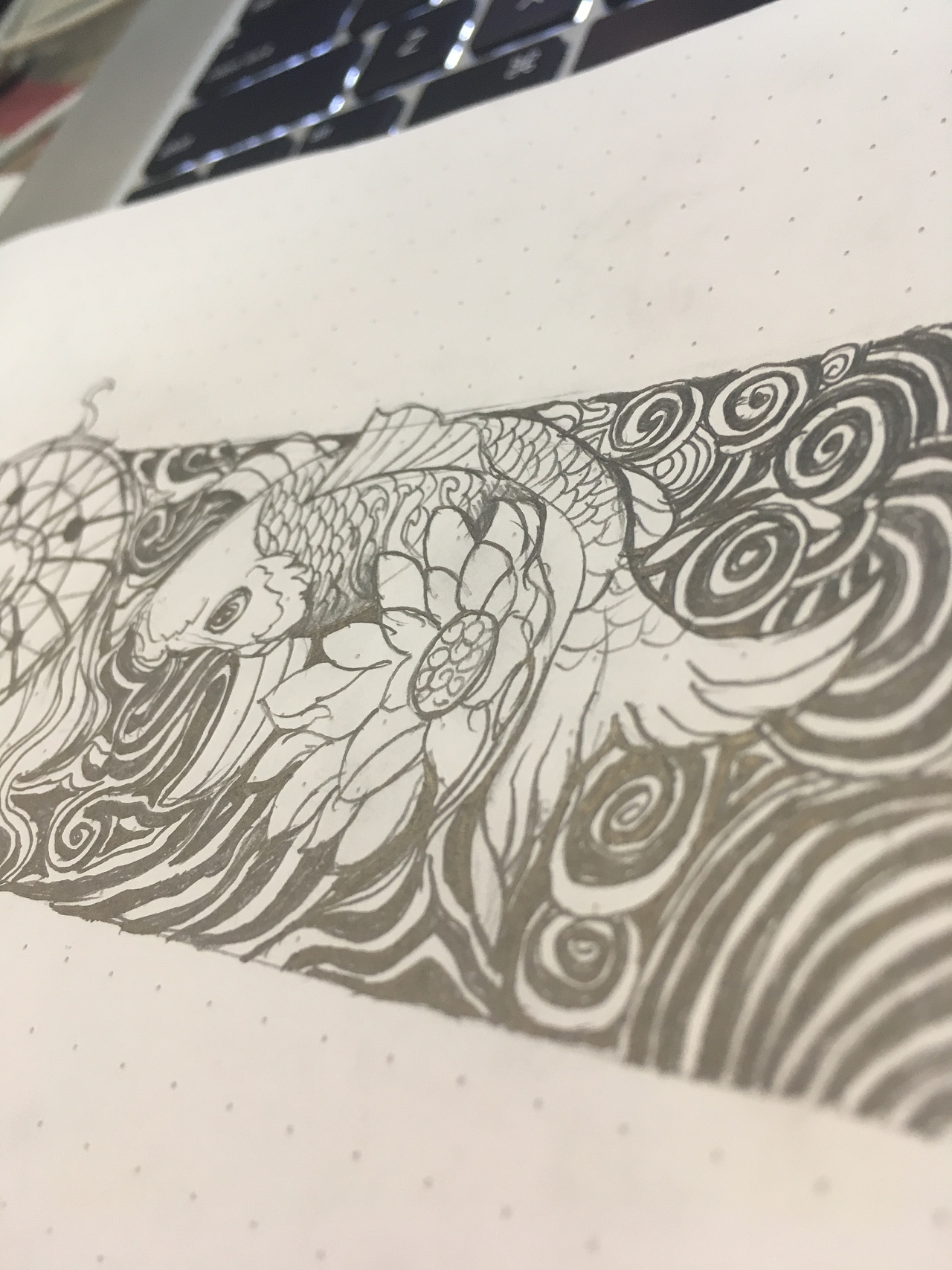 纹身手稿"梦" 花臂