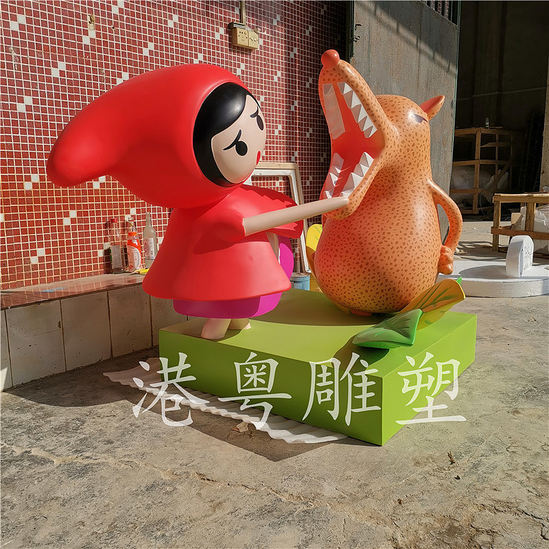 定做可爱玻璃钢形象卡通IP雕塑树脂公园游乐园商场摆件