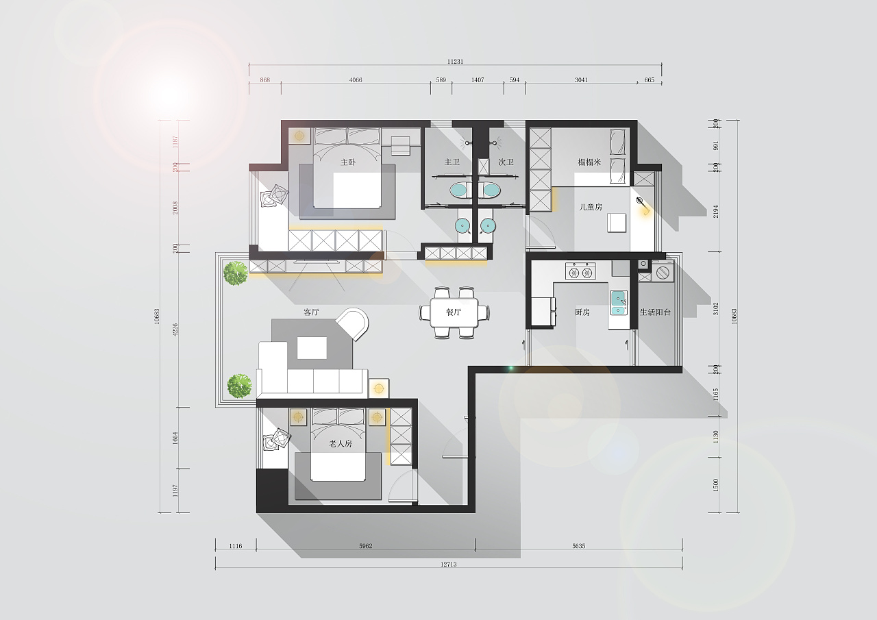广州花都自由人花园p4户型平面布置图|空间|家装设计|来自其它 - 原创