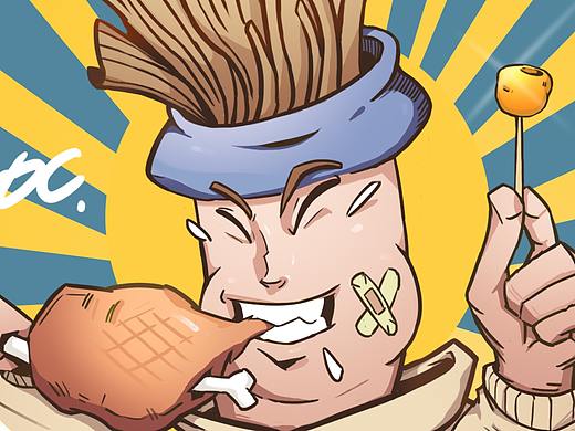 美食UP主卡通头像绘制