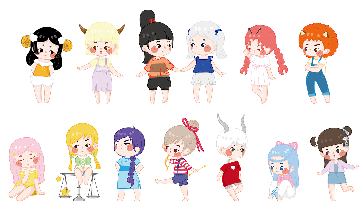 星座女孩（图ZMTY3OTk4NDcy） - 创作习作 - 站酷设计师月屿喵原创素材 - 站酷ZCOOL