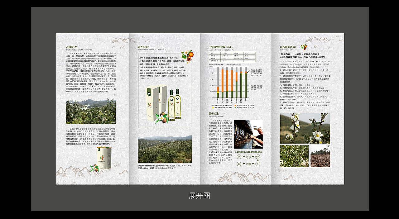 沃埜山茶油四折页设计