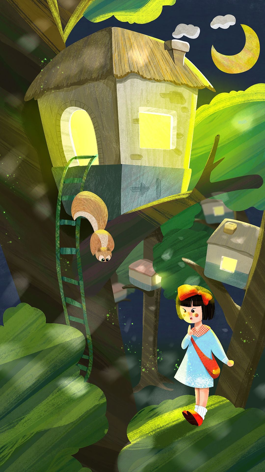 小女孩森林游|插画|儿童插画|欣欣然xxr6666 - 原创作品 - 站酷