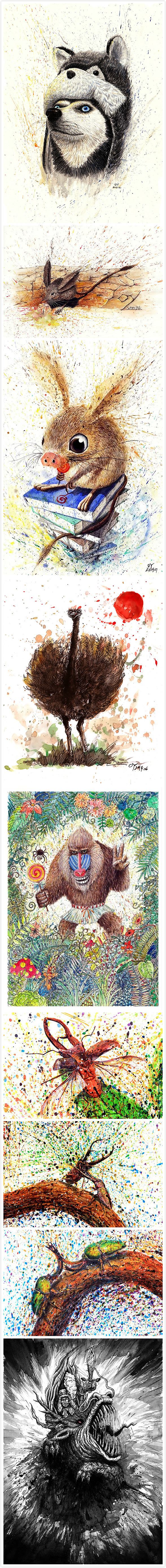 OY手绘：动物系列（2010-2015）（图ZMjU0MDM3NTI=） - 艺术插画 - 站酷设计师欧阳鹏杰_OY原创素材 - 站酷ZCOOL
