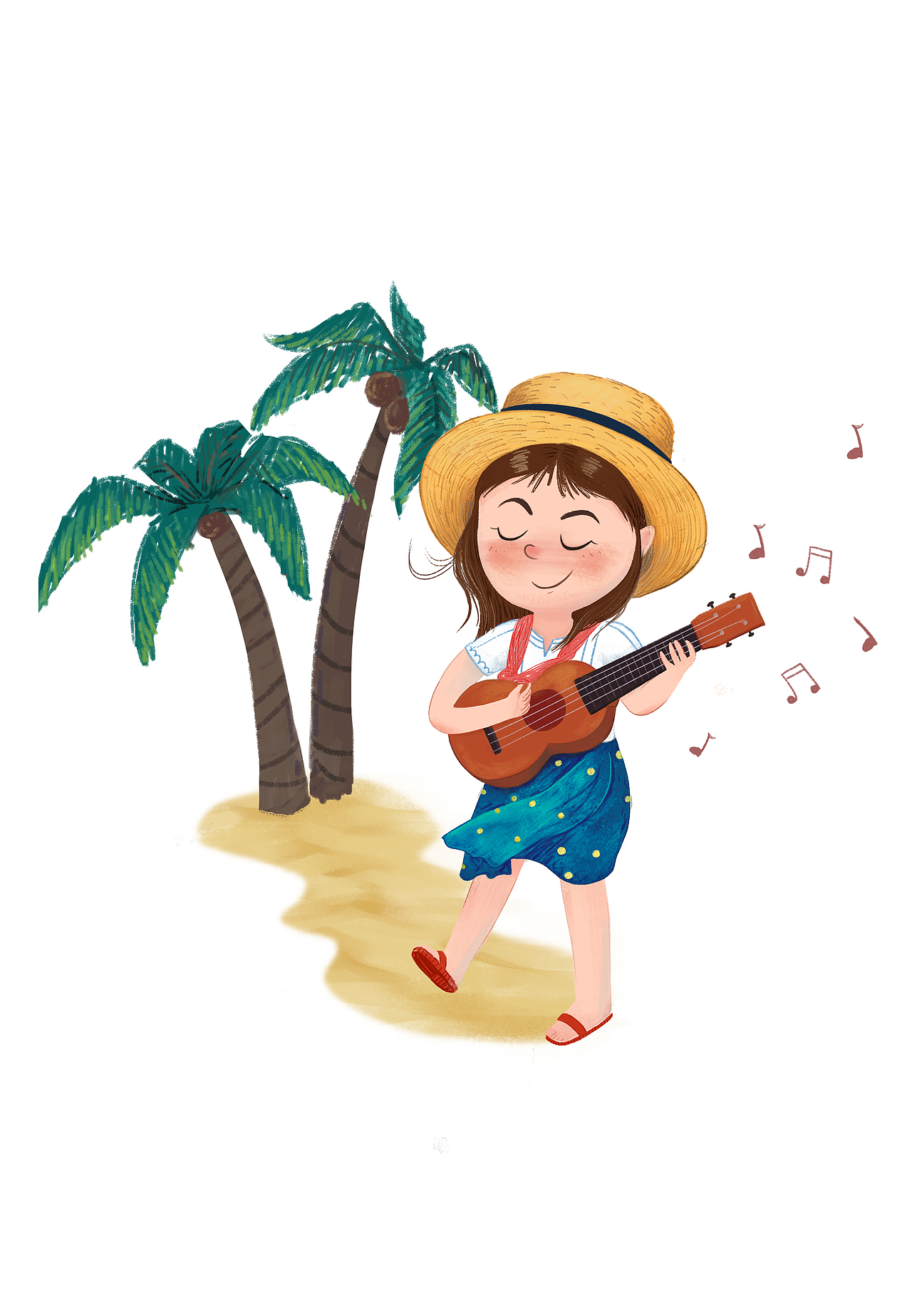 弹ukulele的小女孩 小练习|插画|创作习作|漫步22_原创作品-站酷zcool