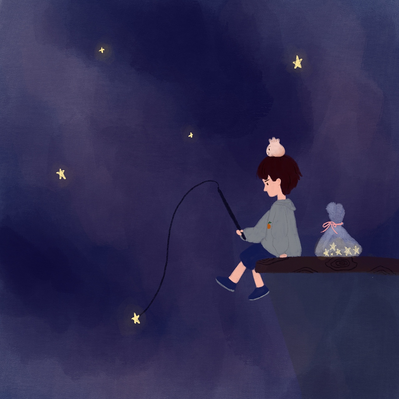 摘星星的人（图ZMjE5MTcwMTM2） - 儿童插画 - 站酷设计师WinnieN原创素材 - 站酷ZCOOL