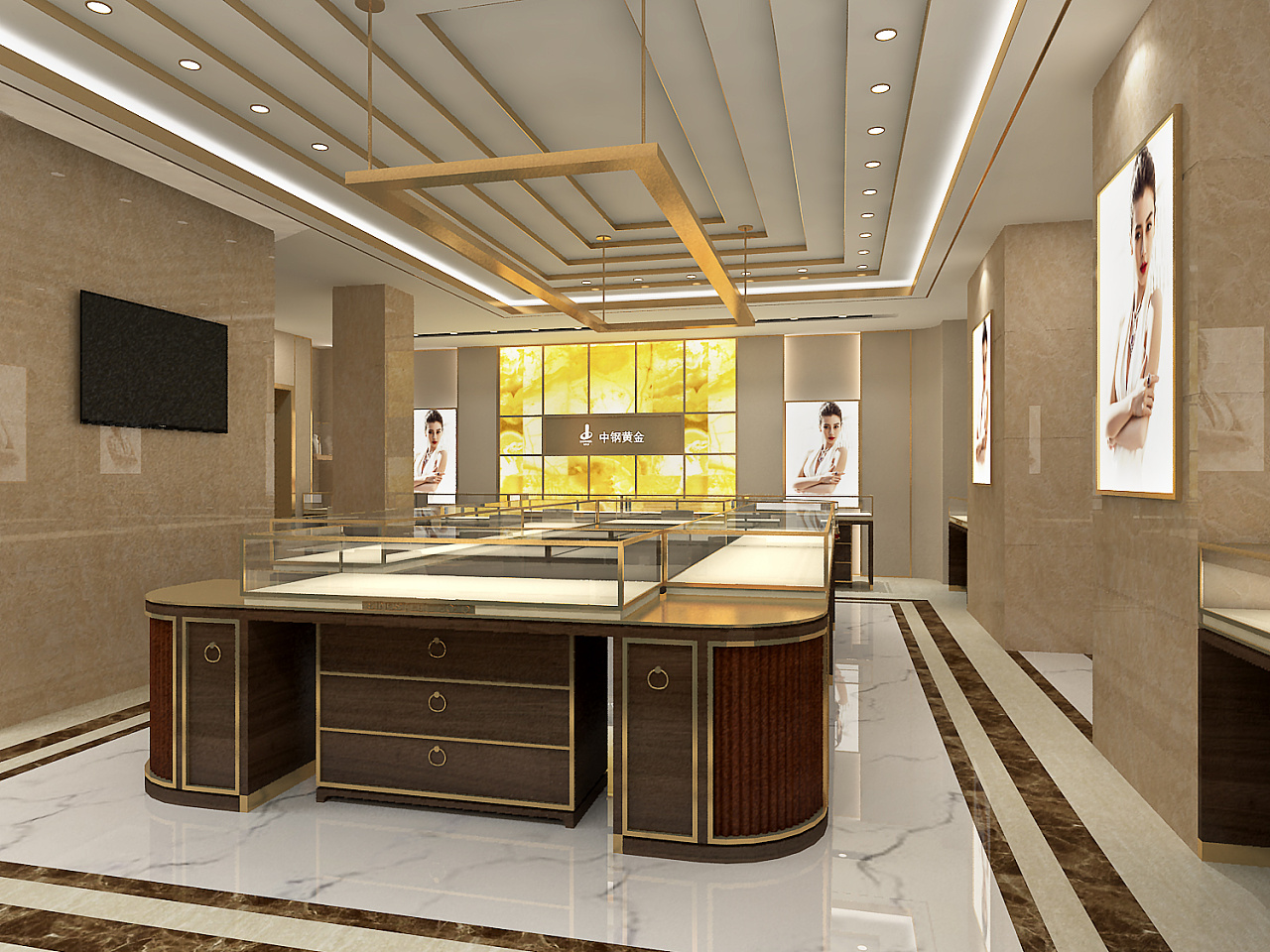 北京尚美佳业空间艺术设计一中钢黄金珠宝专柜设计