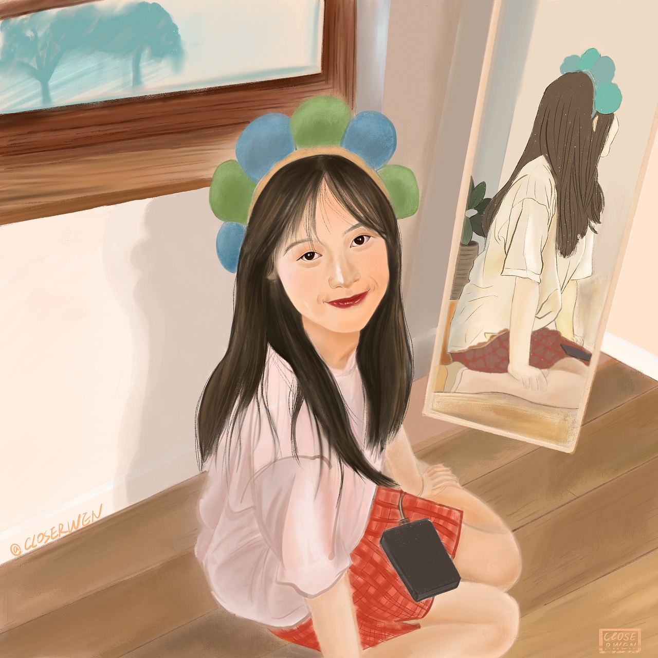 小詹|小红书上很喜欢的博主|插画|创作习作|小雯在认真画画呢 - 原创