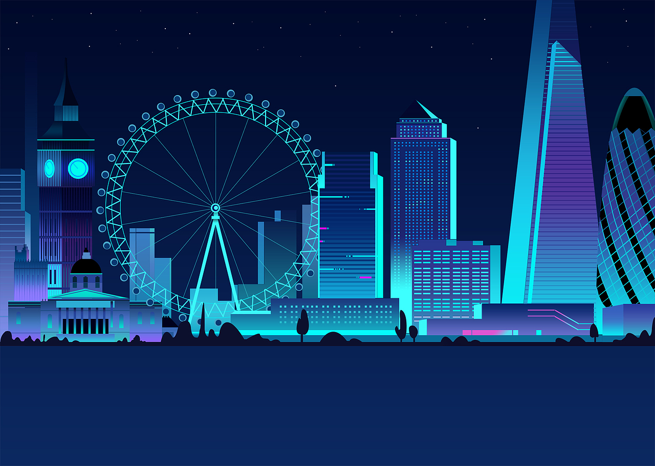 城市建筑风格插画