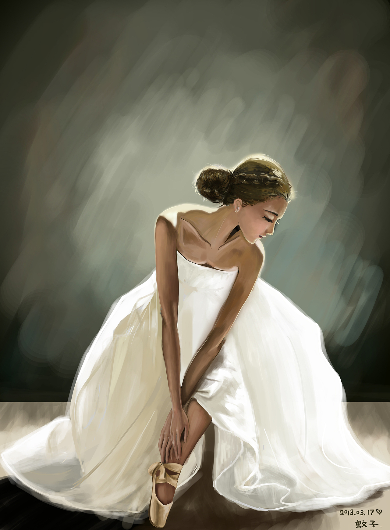 看着照片画的···自己调色。第一次给线稿变色~感觉不错~哈哈~