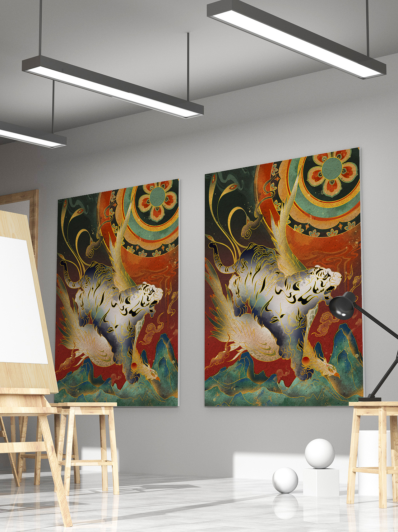 虎年——如虎添翼 原创国风插画